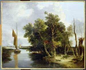 Wherries on the Yare（油彩・キャンバス 作： John Crome