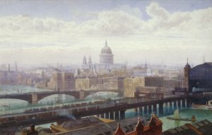 キャノン ストリート鉄道橋とサザーク橋、ロンドン、1892 年 作： John Crowther