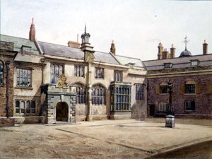 チャーターハウス。サットンの年金生活者のホール、1885年5月（水彩画 作： John Crowther