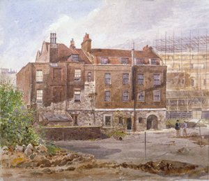 アルモンリー オフィスの東正面、ミドル スコットランド ヤード、ウェストミンスター、ロンドン、1884 年。