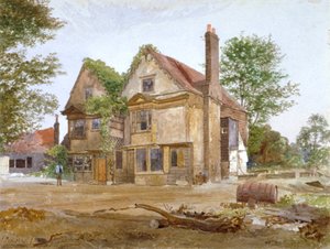 ベーシング マナー ハウスの正面図、ペッカム ハイ ストリート、キャンバーウェル、ロンドン、1884 年 作： John Crowther