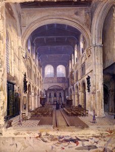 セント・バーソロミュー・プライオリーの内部（ロンドン、1880年 作： John Crowther