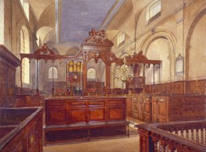 1884 年、ロンドン市、万聖の教会の内部。 作： John Crowther