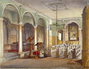 エマニュエル病院救貧院、バッキンガム ゲート、ウェストミン スター、ロンドン、1886 年に礼拝堂の内部 作： John Crowther