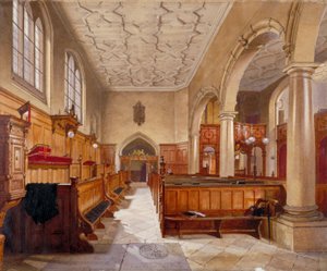 ロンドンのチャーターハウスにある礼拝堂の内部、1885 年。 作： John Crowther