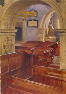 ロンドン、チェルシーのオール・セインツ教会の内観、1880年 作： John Crowther