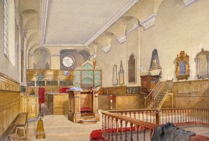 セント マイケルズ教会の内観、ウッド ストリート、シティ オブ ロンドン、1888 年 作： John Crowther