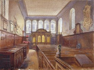 聖マタイ教会の内観、フライデー ストリート、ロンドン市、1881 年 作： John Crowther
