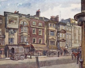 失われたロンドンストランドの古い家並み、アデルフィ劇場の隣（カラーリトグラフ） 作： John Crowther