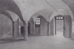 失われたロンドンクイーンズ・ベンチ刑務所、食堂（リトグラフ） 作： John Crowther