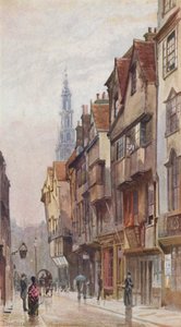 失われたロンドンニュー・イン・ゲートウェイから東を見たウィッチ・ストリート（カラーリトグラフ） 作： John Crowther