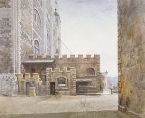 1883年、ロンドンのステップニーにあるロンドン塔、ホワイトタワーの下にあるオードナンス・オフィス 作： John Crowther