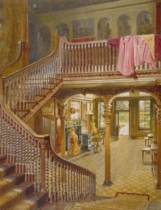 ワンズワース マナー ハウスの階段、セント ジョンズ ヒル、ワンズワース、ロンドン、1887 年 作： John Crowther