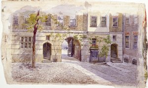 ステイプル インの入り口からの眺め、ロンドン、1882 年 作： John Crowther
