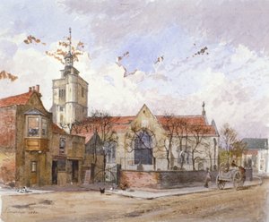 1880年、ロンドン、ハマースミスのセントポール教会の眺め。     作： John Crowther