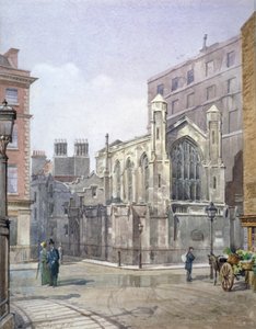 ロンドン市内のセント・マーティンズ・ル・グランにあるフランス・プロテスタント教会の眺め、1885年