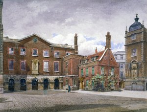 1881年、ロンドン市ニューゲート・ストリートのクライスト・ホスピタルにあるグラマー・スクールの眺め 作： John Crowther