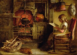 コテージの暖炉 作： John Dawson Watson