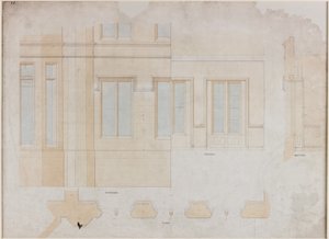 Holme Eden（紙の上にペンとインクとウォッシュ（青と茶色）（紙とグレー）） 作： John Dobson