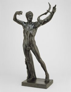 サラミスの海戦後の勝利の合唱を率いる若いソポクレス、1885年モデル、1911年キャスト（青銅色と緑青）