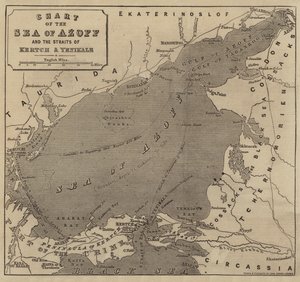 アゾフ海とケルチ海峡とイエニカレ海峡の海図 作： John Dower