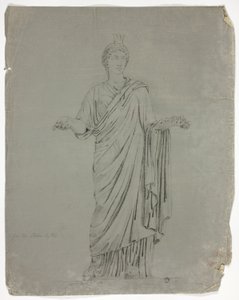 両腕を広げた立ち女神のアンティーク像 作： John Downman