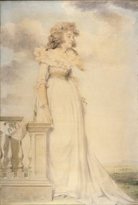 デボンシャー公爵夫人ジョージアナの肖像（水彩・鉛筆・紙 作： John Downman