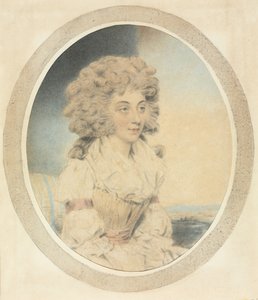 右向きの若い女性の着席 作： John Downman