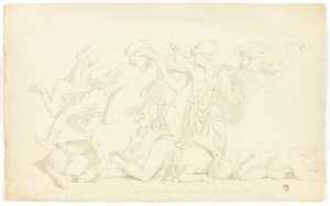 アマゾンの戦いを描いた古代のレリーフ 作： ジョン・ダウンマン