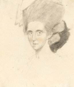 ストラスモア伯爵夫人、1781年（紙に黒と赤のチョークが描かれた鉛筆） 作： John Downman