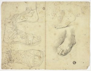 2本の裸足と3本のサンダル足 作： John Downman