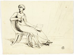 ローマの椅子に座る女性 作： John Downman