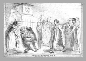 シーザーの死の壮大な歴史的写真のための失礼なデザイン、1836。