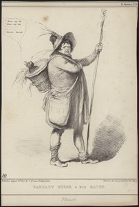 バーナビーラッジとワタリガラス、チャールズディケンズによる「バーナビーラッジ」のイラスト、1841 作： John Doyle
