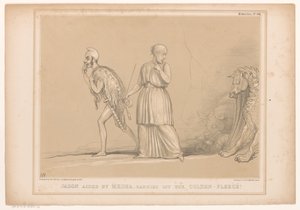 Spotprent は Richard Cobden として Jason と出会いました メデアの助けを借りて、ジェイソンはゴールデンフリースを運び去ります 