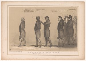 スポットプレントはウィリアム・スミス・オブライエンに会った ブルマギムの殉教。 または 1846 年のサクソン人の迫害 (オブジェクトのタイトル) HB Sketches (オブジェクトのシリーズ タイトル)