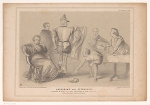 Spotprent は首相の Robert Peel と Joseph Hume に会いました キャサリンとペトルーチオ。 D