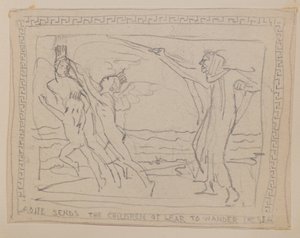 アオイフェが「リルの子供たち」を「海の彷徨」に送る（鉛筆 作： John Duncan