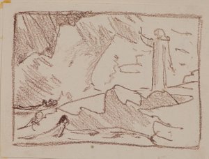 人魚を祝福するコロンバ（鉛筆 作： John Duncan