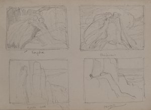 エウリュディケ」「ランデブー」「閉ざされた扉」「祈り」（鉛筆 作： John Duncan