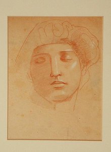 ケルトの神の頭（紙にクレヨン） 作： John Duncan