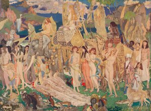 アイボリー、類人猿、クジャク、シバの女王、c1909 作： John Duncan