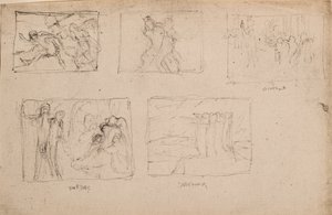 無題[図のスケッチ5枚]（鉛筆） 作： John Duncan