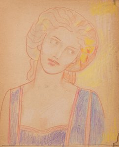 無題 [中世の女性像] (鉛筆) 作： John Duncan