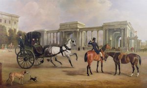 1833年、ハイドパークコーナーでカブリオレとハックを持ったマッセイスタンリー氏