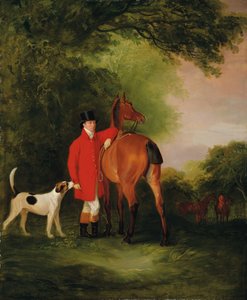 ベイハンターと猟犬と一緒にハンティングコートを着たリズモア卿の肖像画。