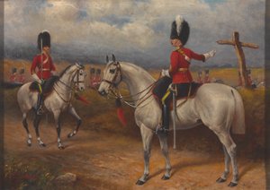 第 2 竜騎兵 (ロイヤル スコッツ グレイ) の 2 人の騎馬将校 作： John Edward Chapman Mathews