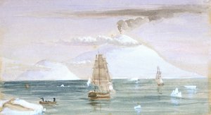 ボーフォート島とエレバス山1841年1月28日発見 作： John Edward Davis