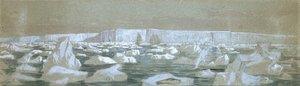 南極バリアの一部、1841年2月2日（水彩画） 作： John Edward Davis