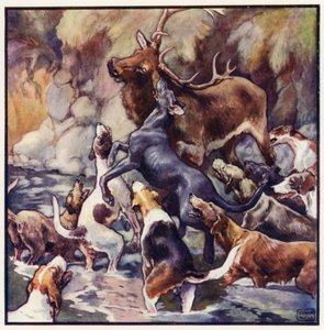 途方もない闘争が起こり、パック全体が彼にかかっています（カラーリソ） 作： John Edwin Noble